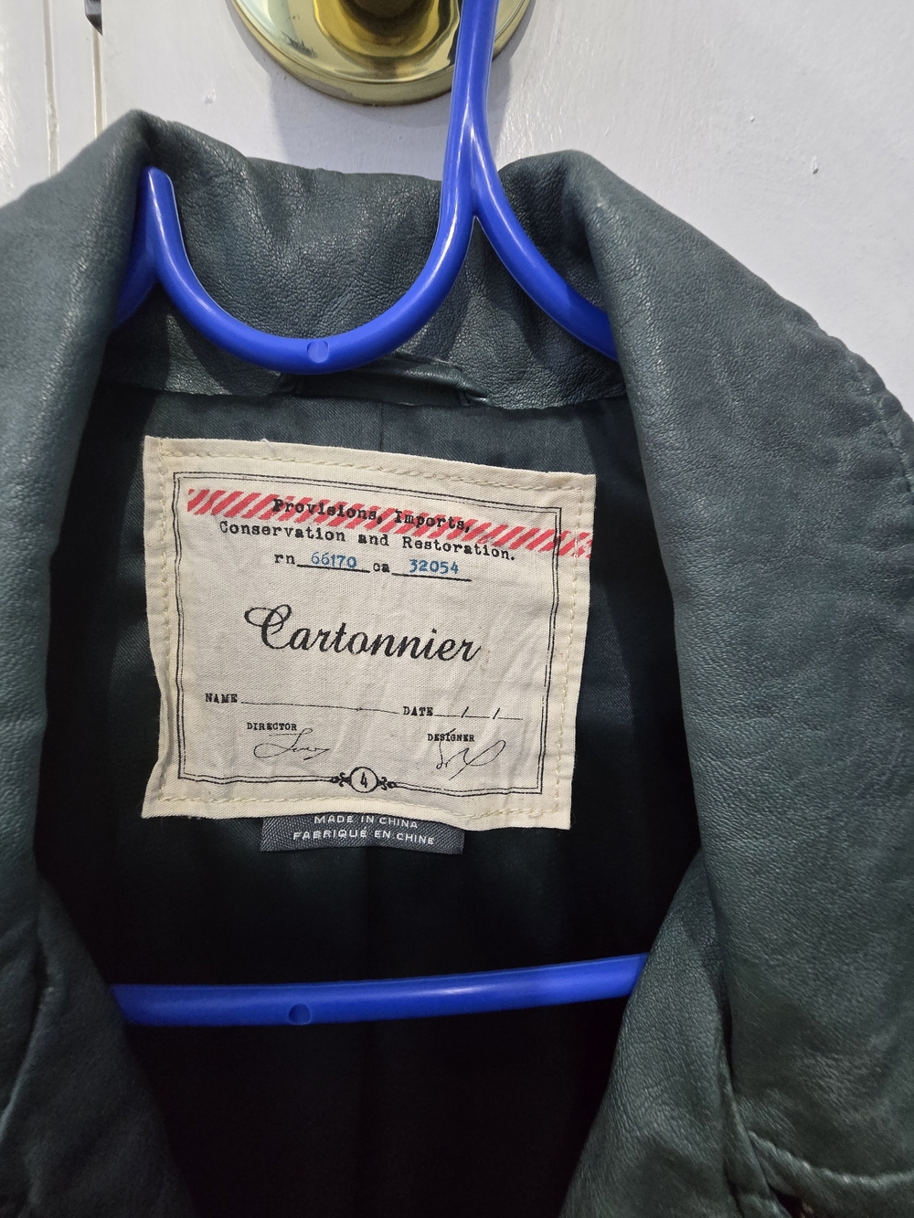 Cartonnier Women's Forest Green Leather Bomber Jacket